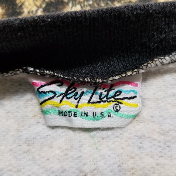 Sky Lite sweatshirt Size? leopard cheetah animal print ringer pullover VINTAGE - Picture 8 of 9